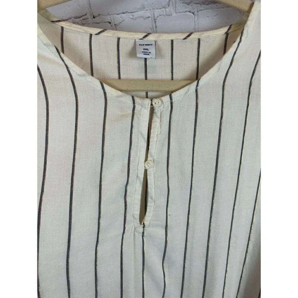 OLD NAVY set of 3 cream red blue check striped top tunic shirt long sleeve XXL - Picture 10 of 10